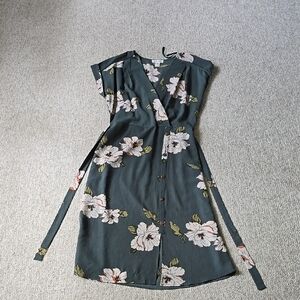 Floral Wrap Dress in Green by [Brand]